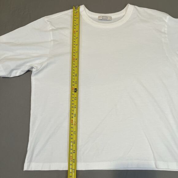 AYR 100% Pima Cotton Crew Neck Cropped Boxy T-Shirt Size Small White - Picture 4 of 6